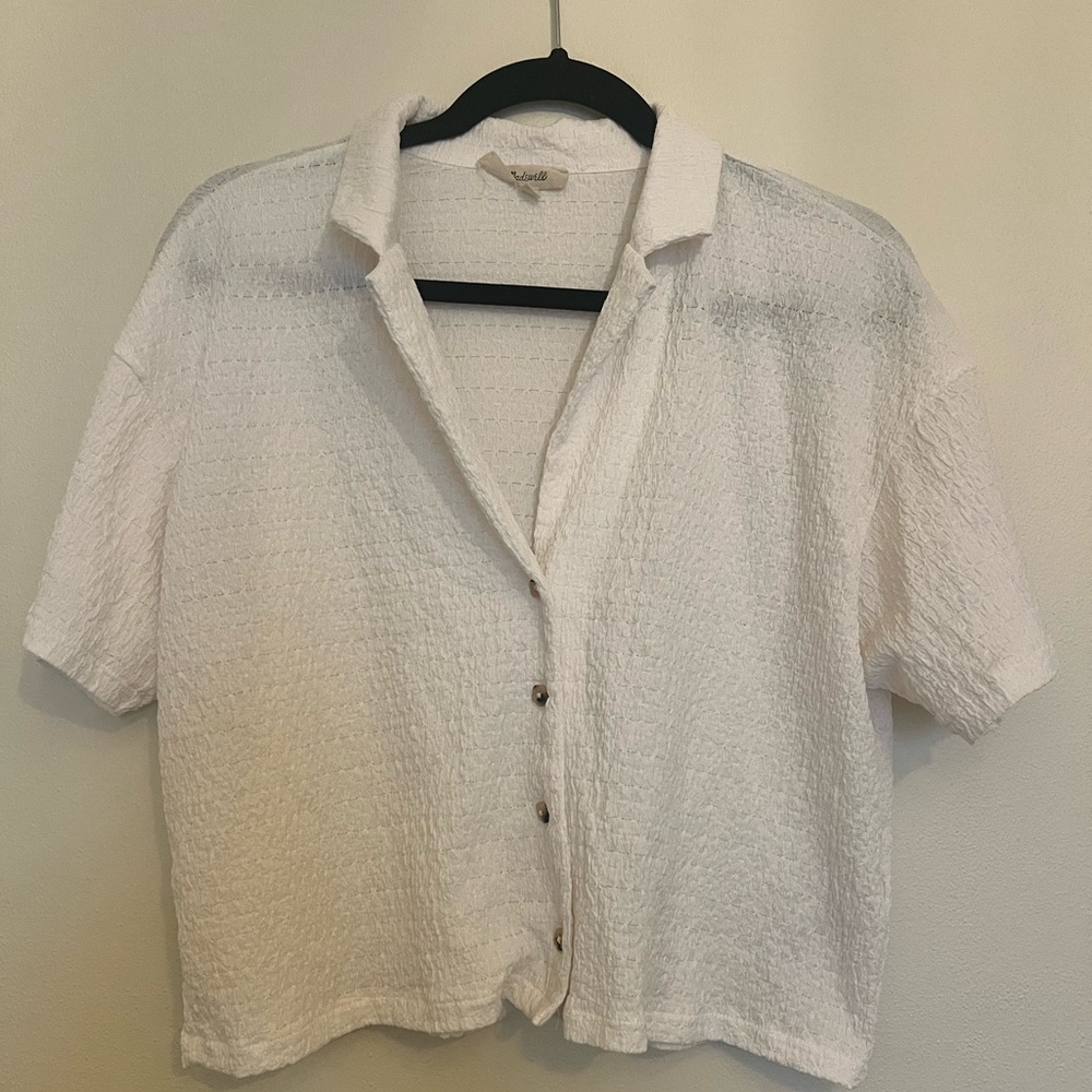 Madewell Crinkle Knit Button Top - M